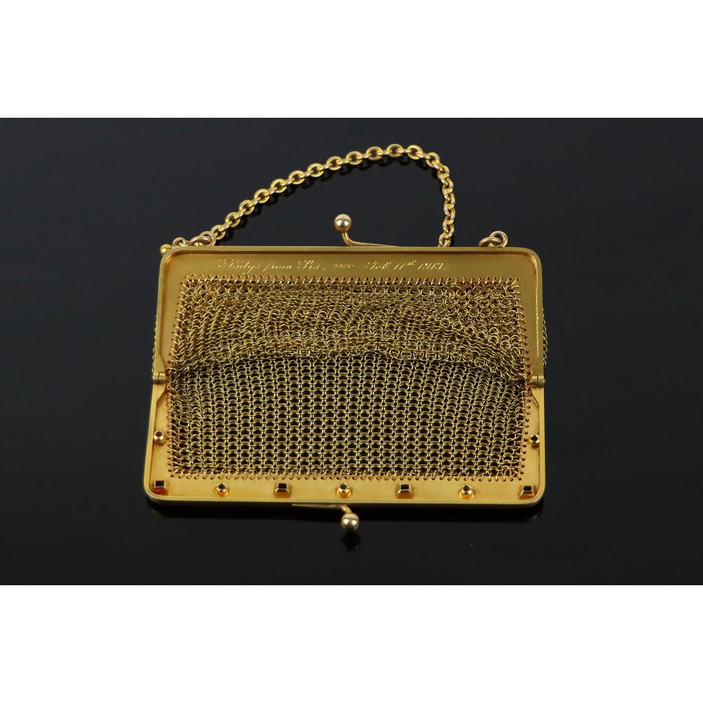 Victorian Diamond & Ruby Gold Mesh Purse