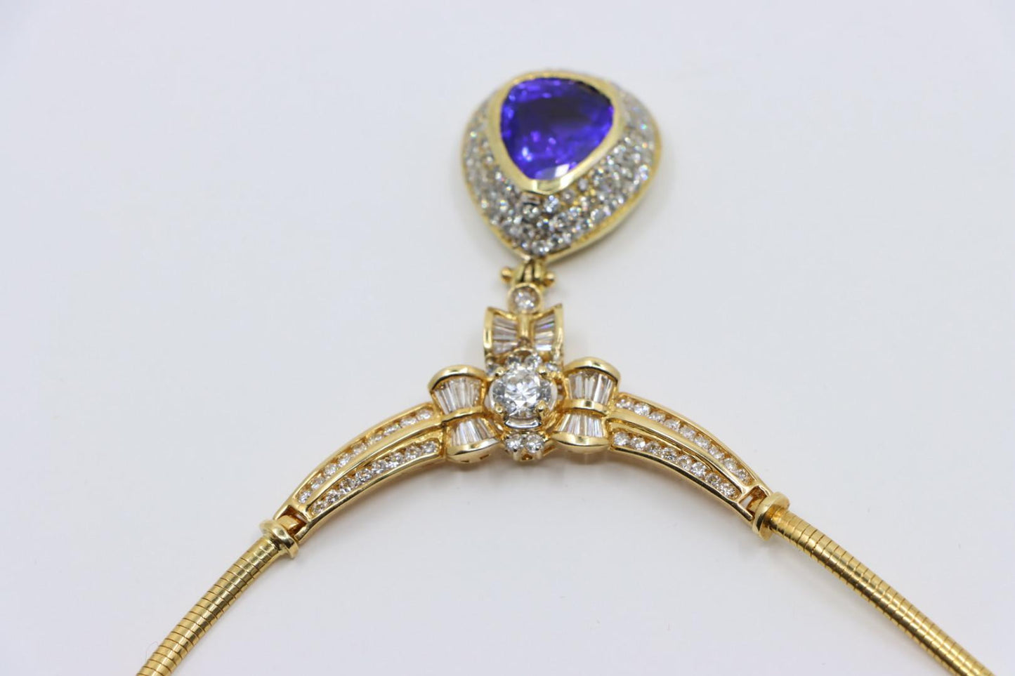 Vintage 18K Gold Diamond Tanzanite Necklace