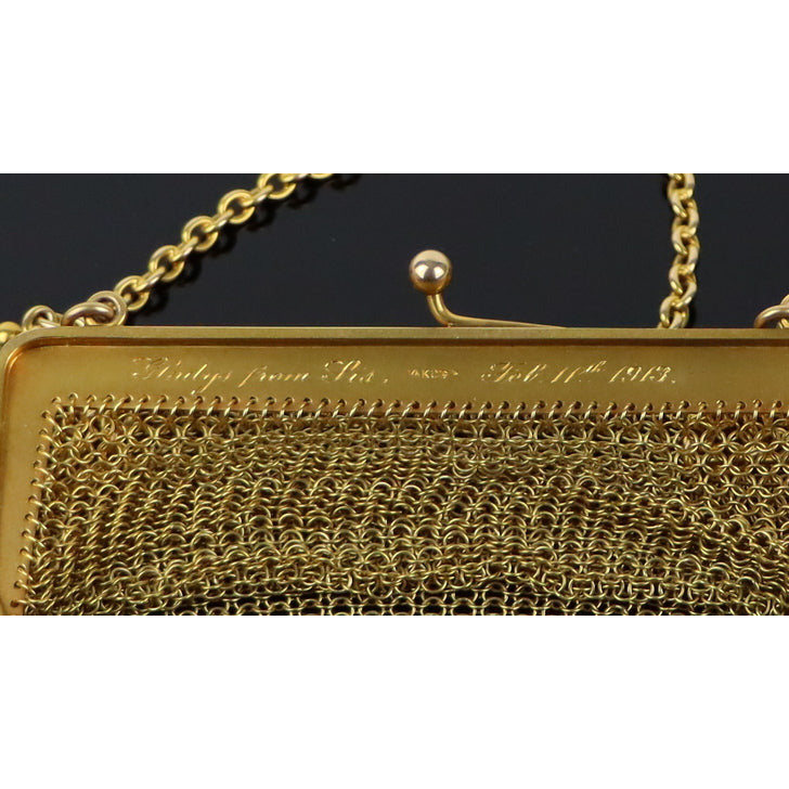 Victorian Diamond & Ruby Gold Mesh Purse