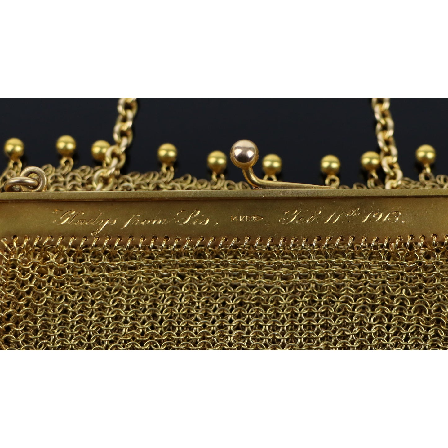 Victorian Diamond & Ruby Gold Mesh Purse