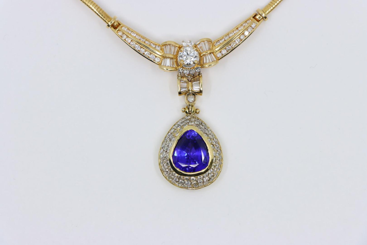 Vintage 18K Gold Diamond Tanzanite Necklace
