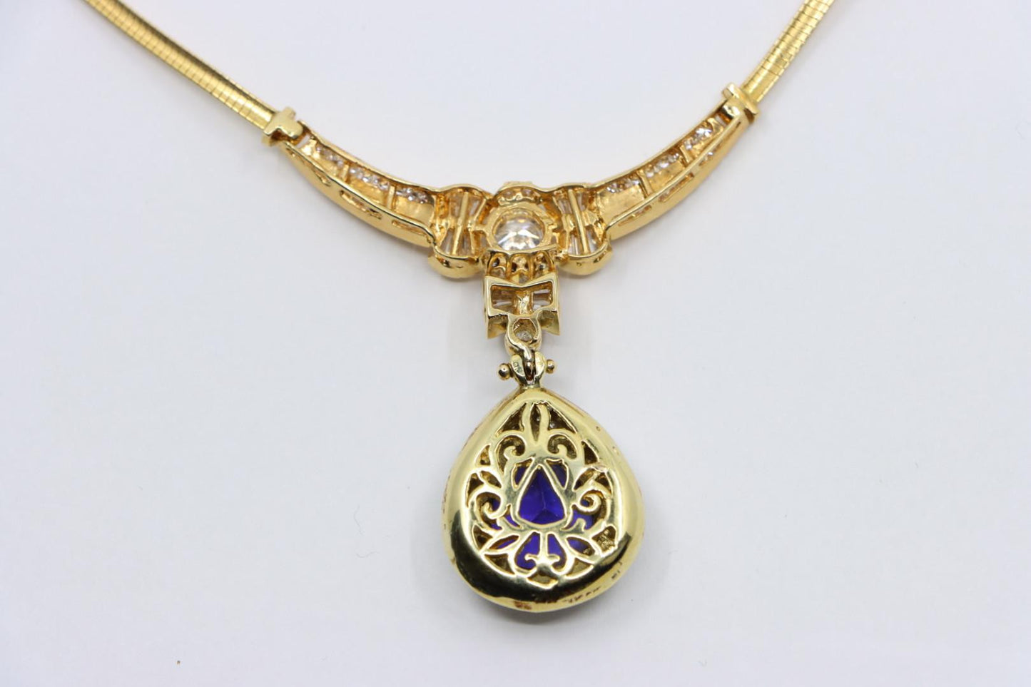 Vintage 18K Gold Diamond Tanzanite Necklace