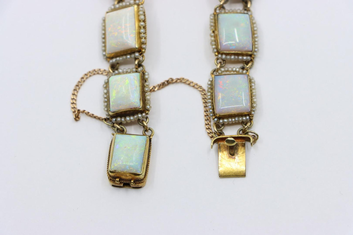 14K Gold Seed Pearl Opal Bracelet