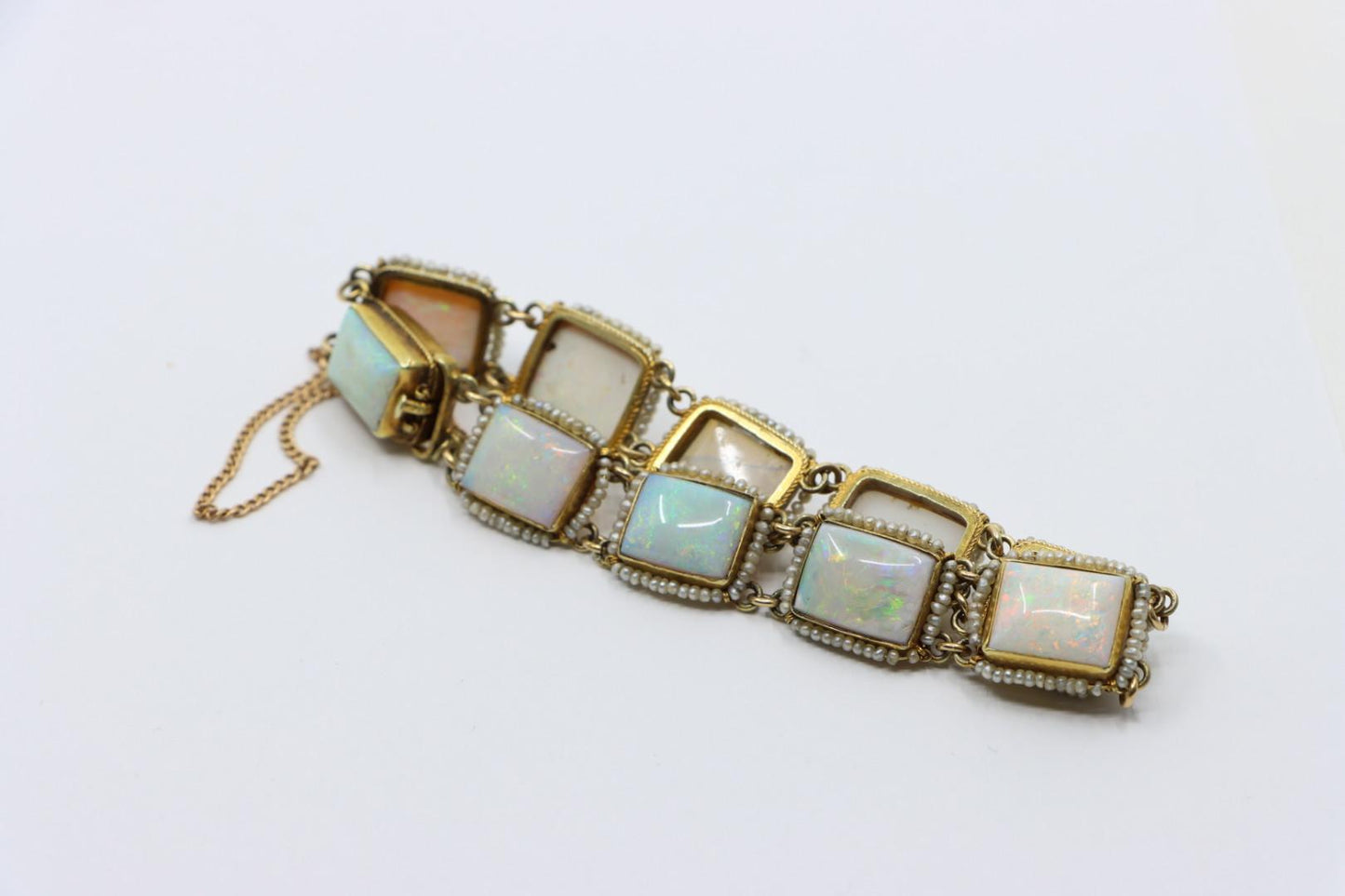 14K Gold Seed Pearl Opal Bracelet