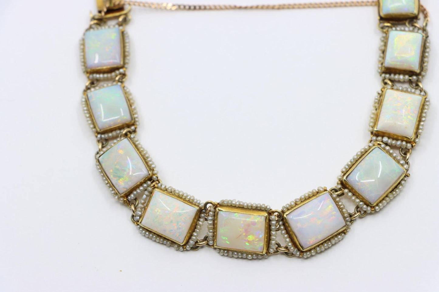 14K Gold Seed Pearl Opal Bracelet
