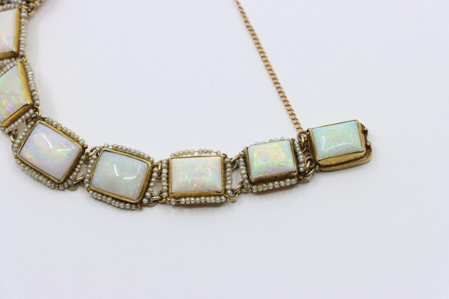 14K Gold Seed Pearl Opal Bracelet