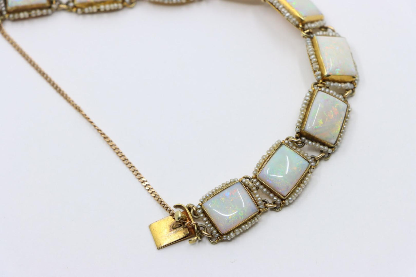 14K Gold Seed Pearl Opal Bracelet