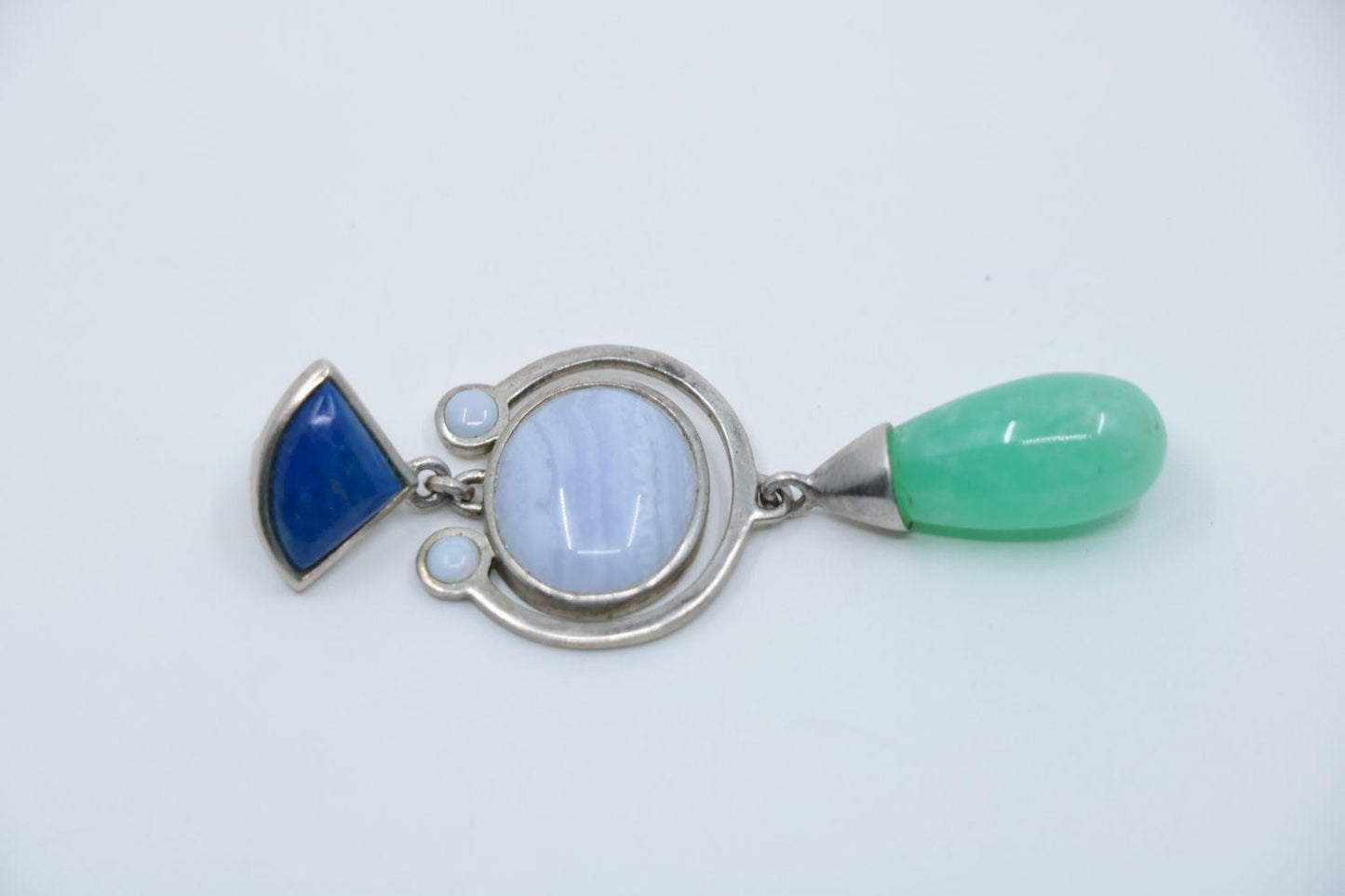 Vintage Silver Ladies Agate Quartz Pendant