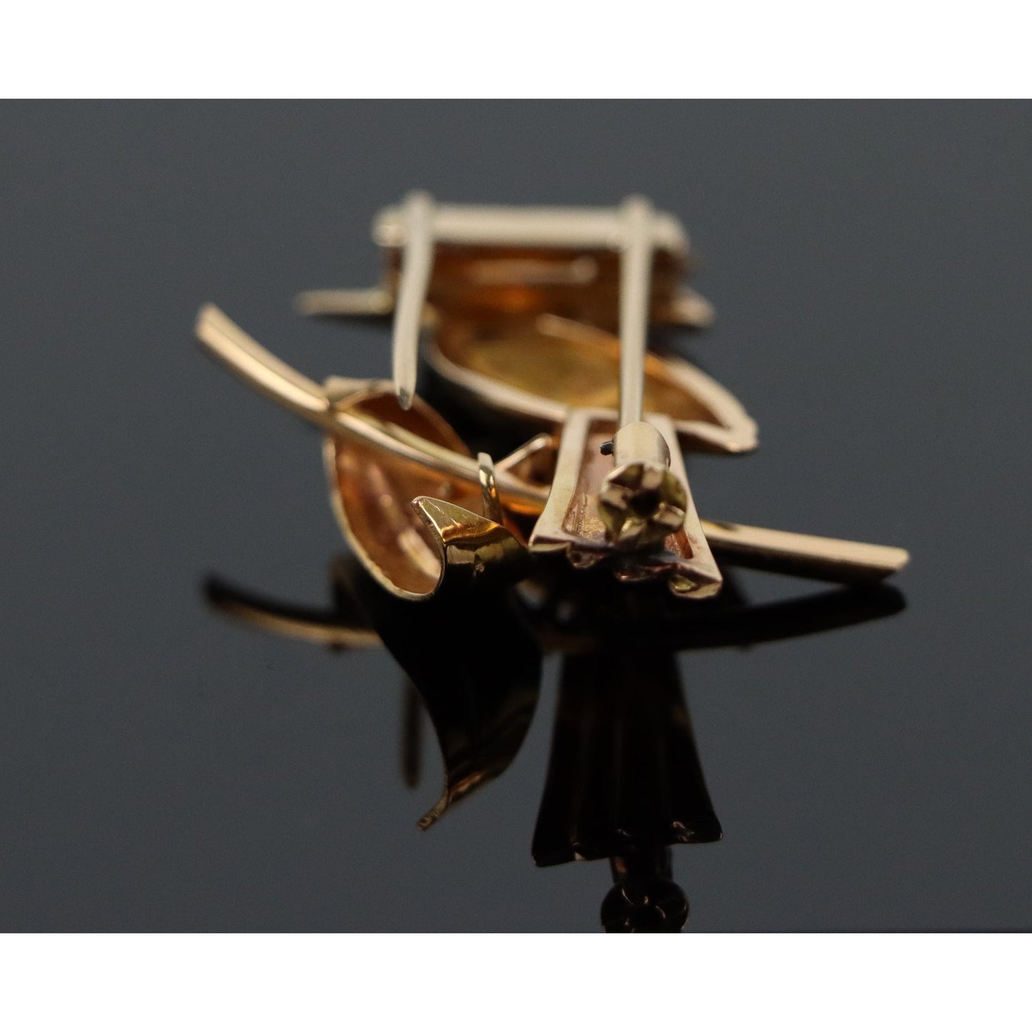 Retro 14k Gold Ruby Bird Brooch Pin
