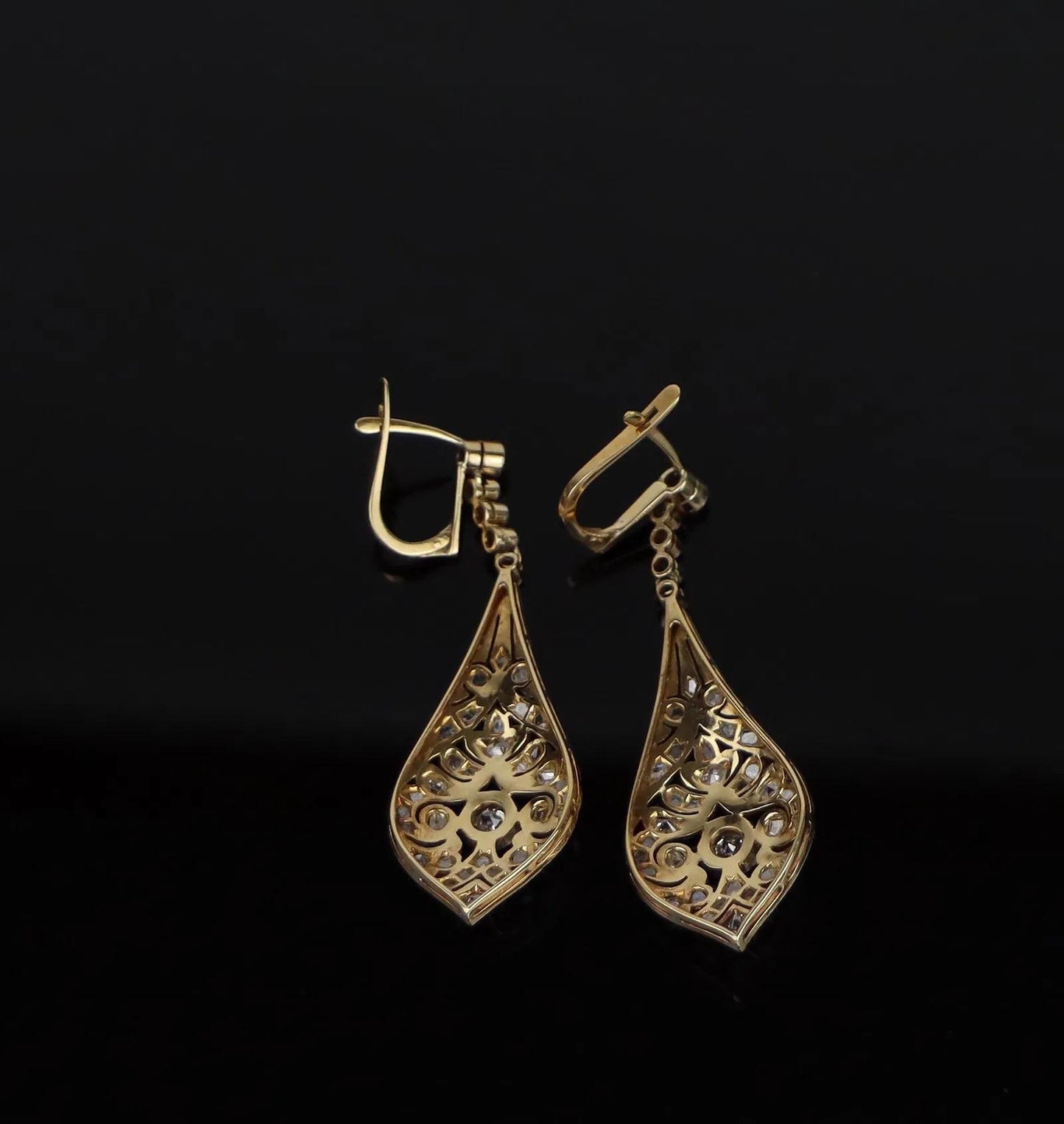 Vintage Pair of Platinum & 18K Gold Diamond Earrings