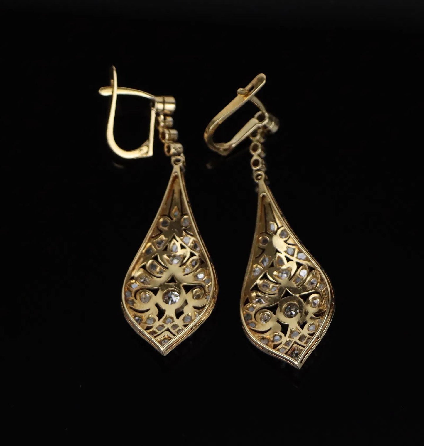Vintage Pair of Platinum & 18K Gold Diamond Earrings