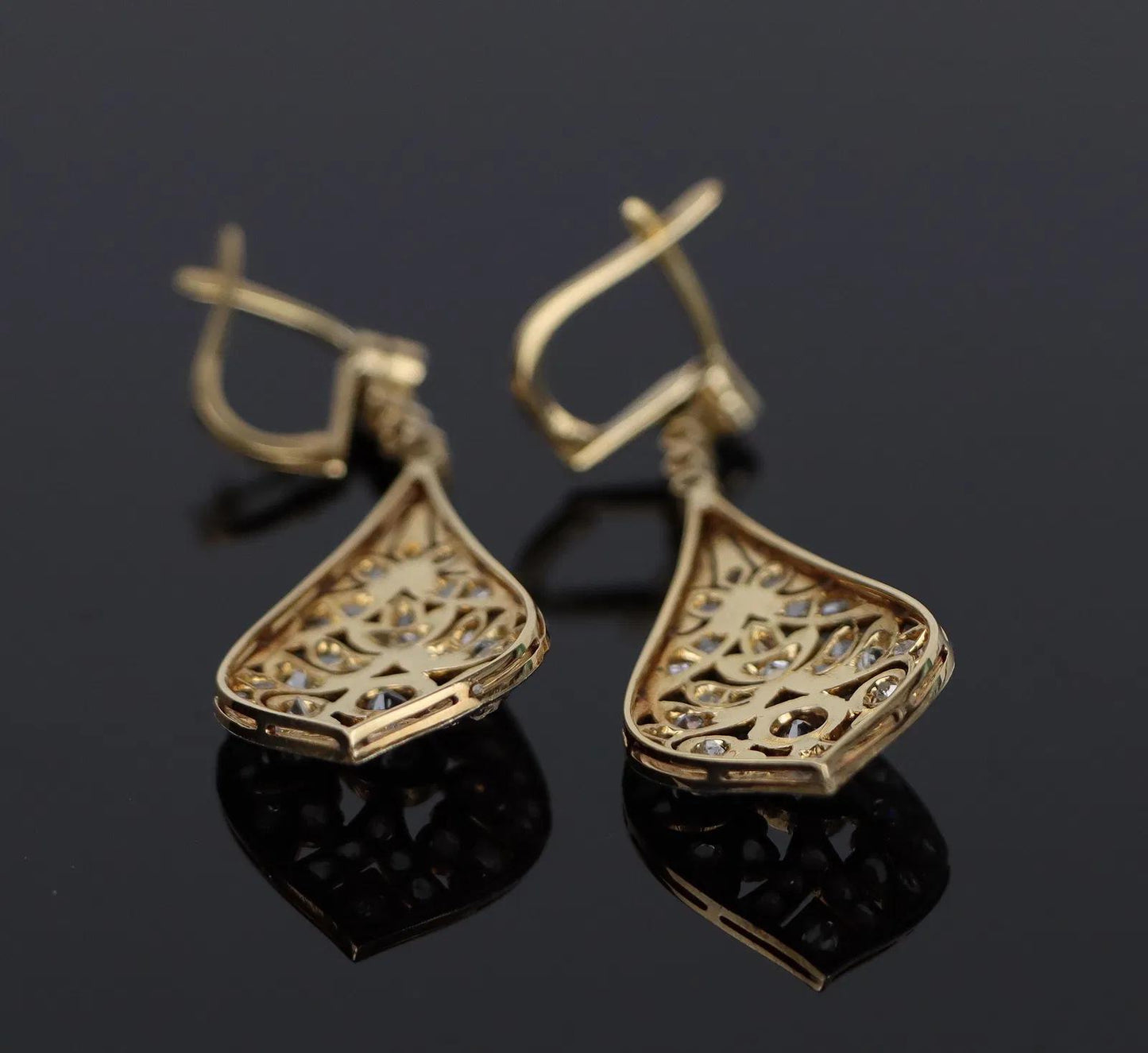 Vintage Pair of Platinum & 18K Gold Diamond Earrings