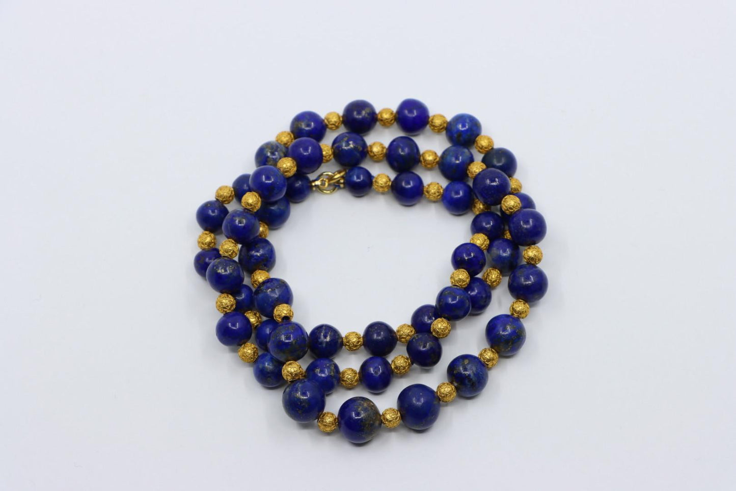 Vintage 14K Gold Lapis Beads Necklace
