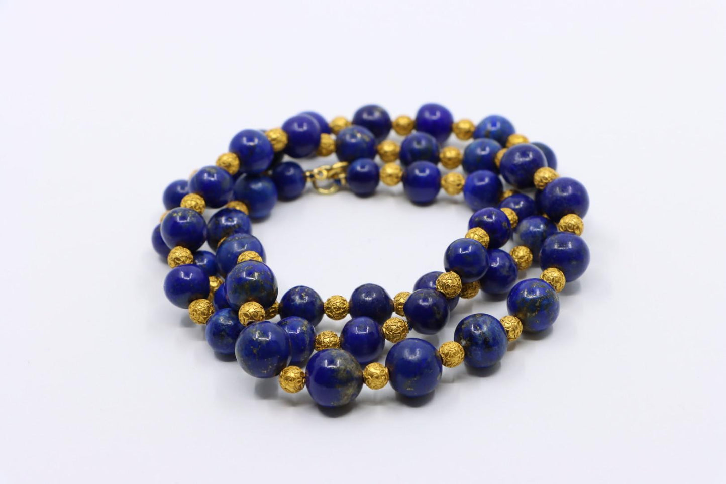 Vintage 14K Gold Lapis Beads Necklace