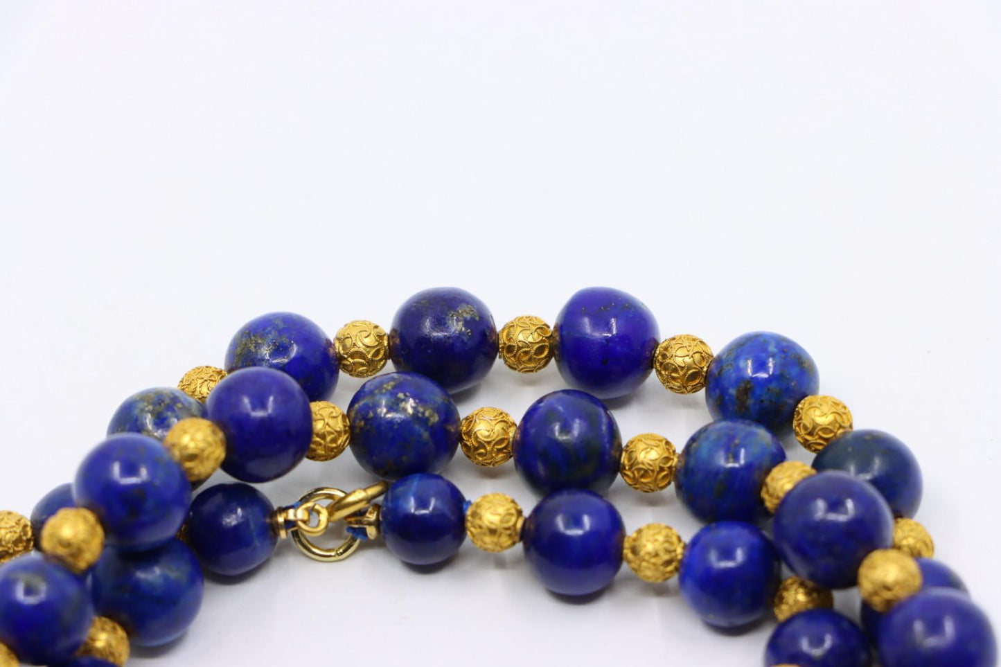 Vintage 14K Gold Lapis Beads Necklace