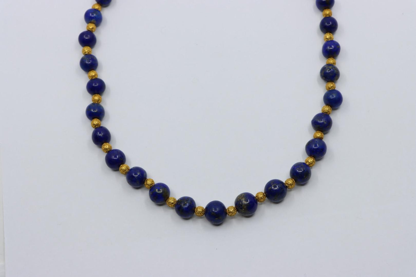 Vintage 14K Gold Lapis Beads Necklace