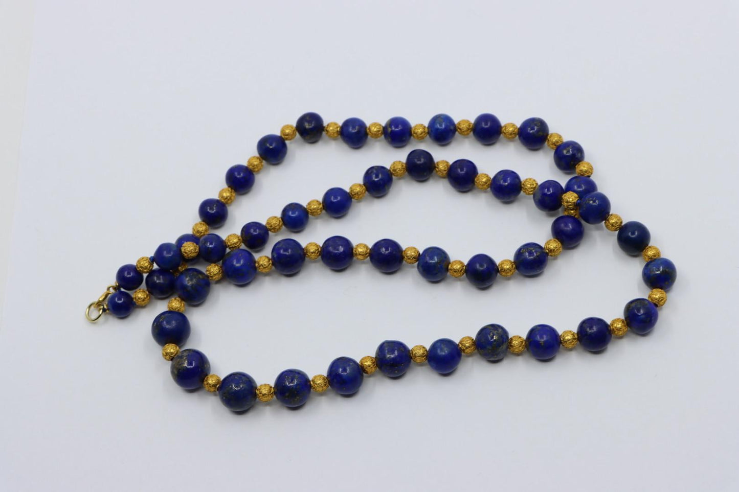 Vintage 14K Gold Lapis Beads Necklace