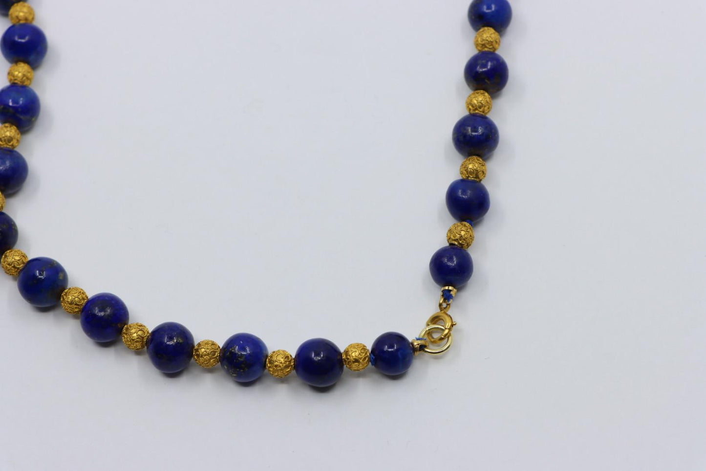 Vintage 14K Gold Lapis Beads Necklace