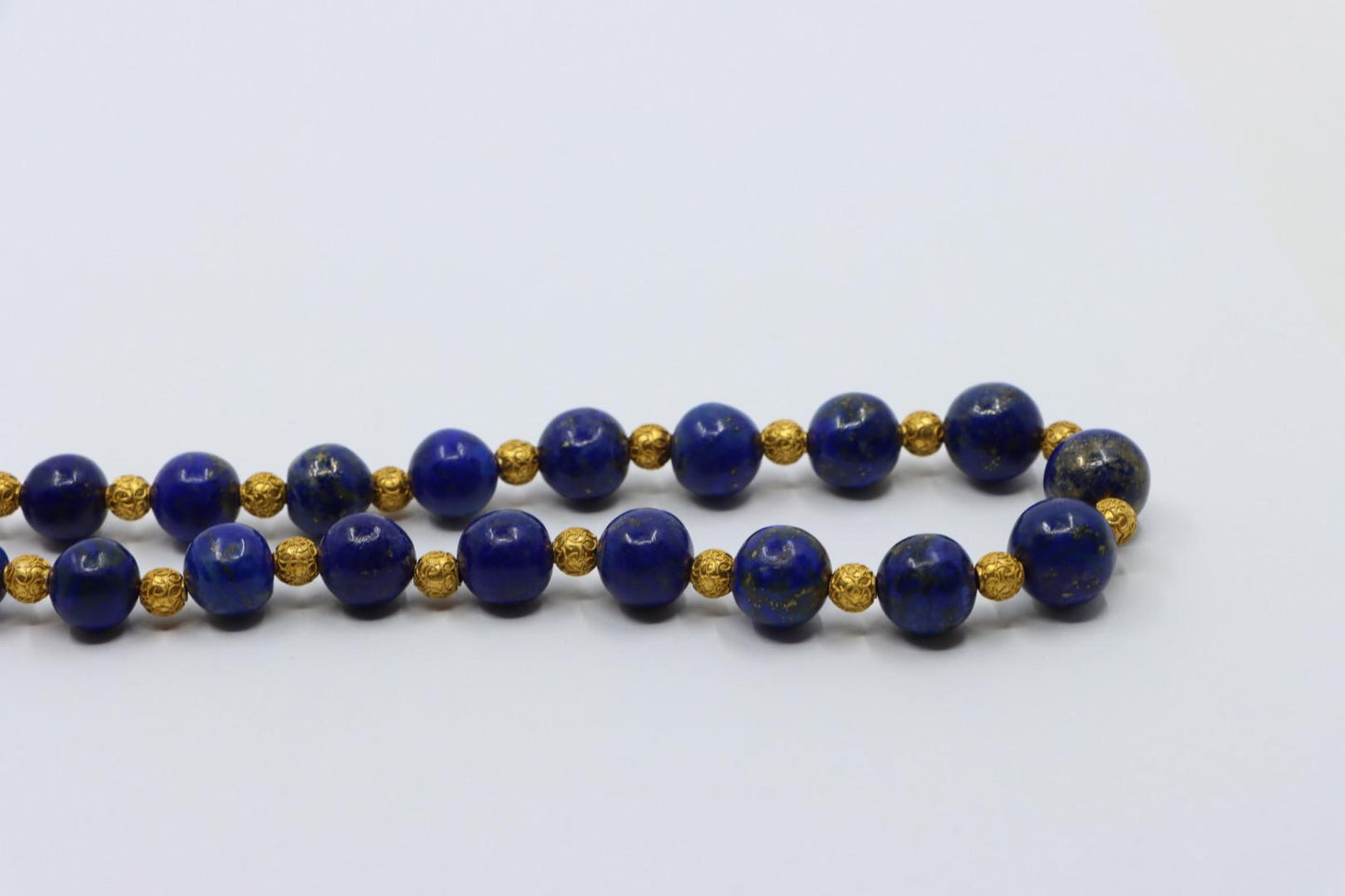 Vintage 14K Gold Lapis Beads Necklace