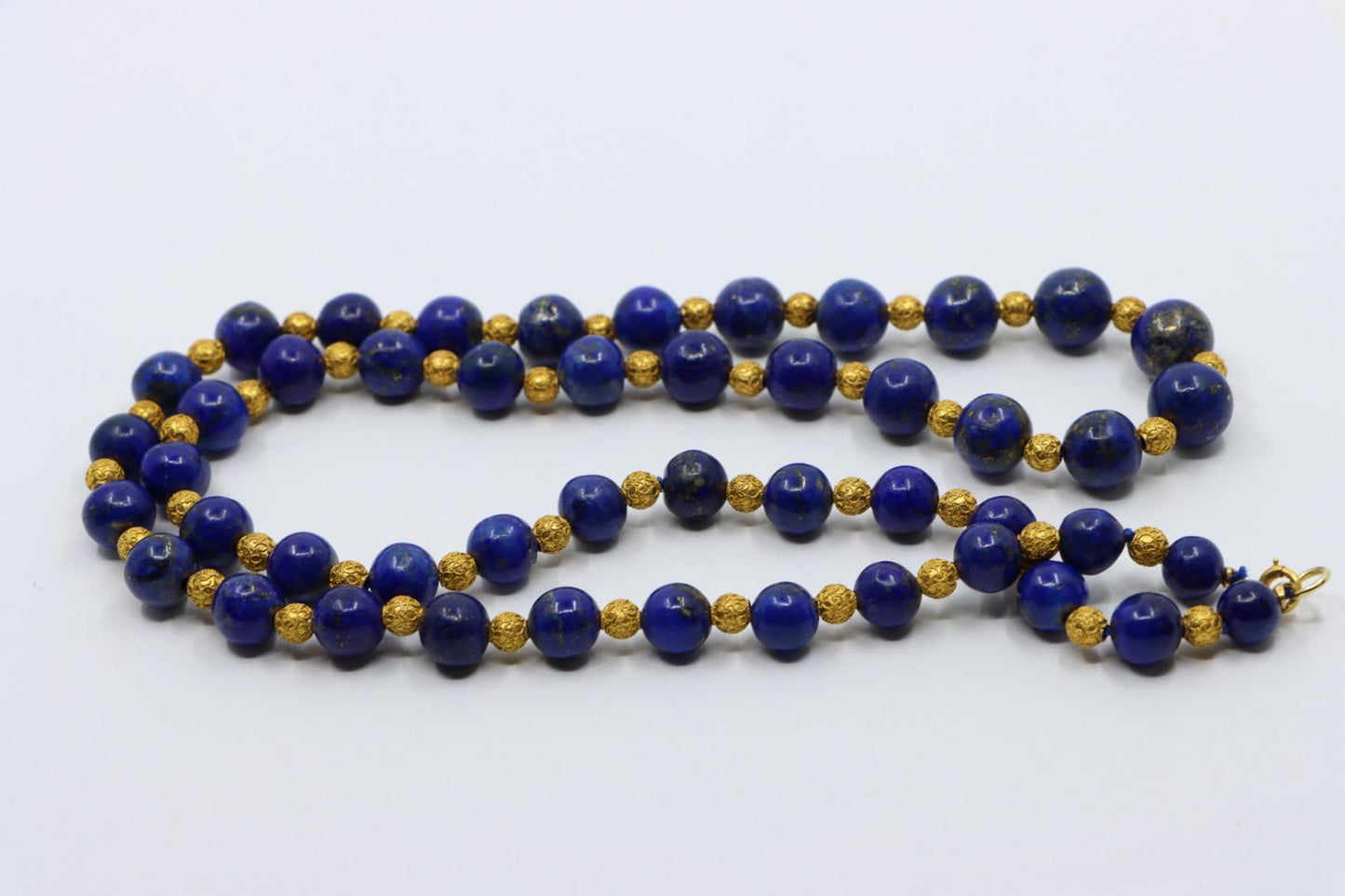 Vintage 14K Gold Lapis Beads Necklace