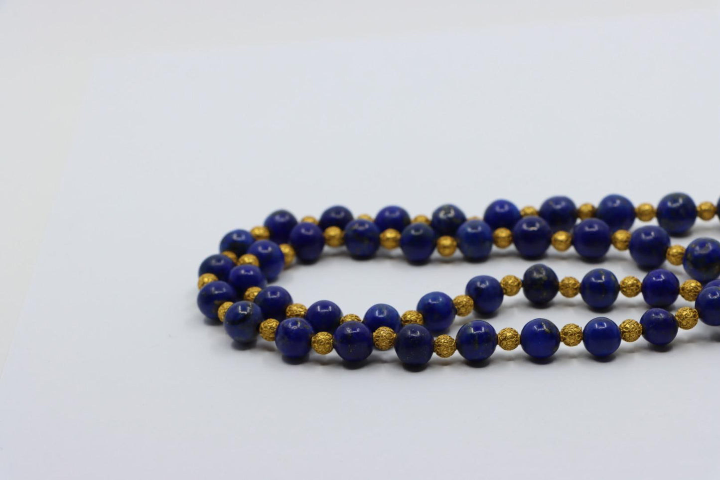 Vintage 14K Gold Lapis Beads Necklace