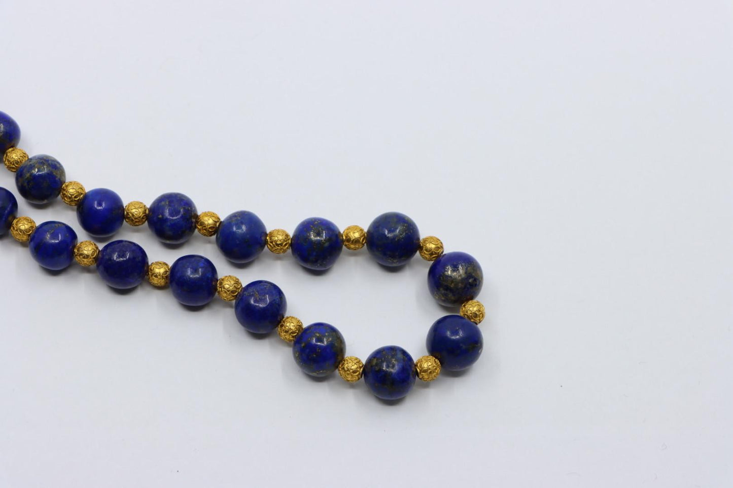 Vintage 14K Gold Lapis Beads Necklace