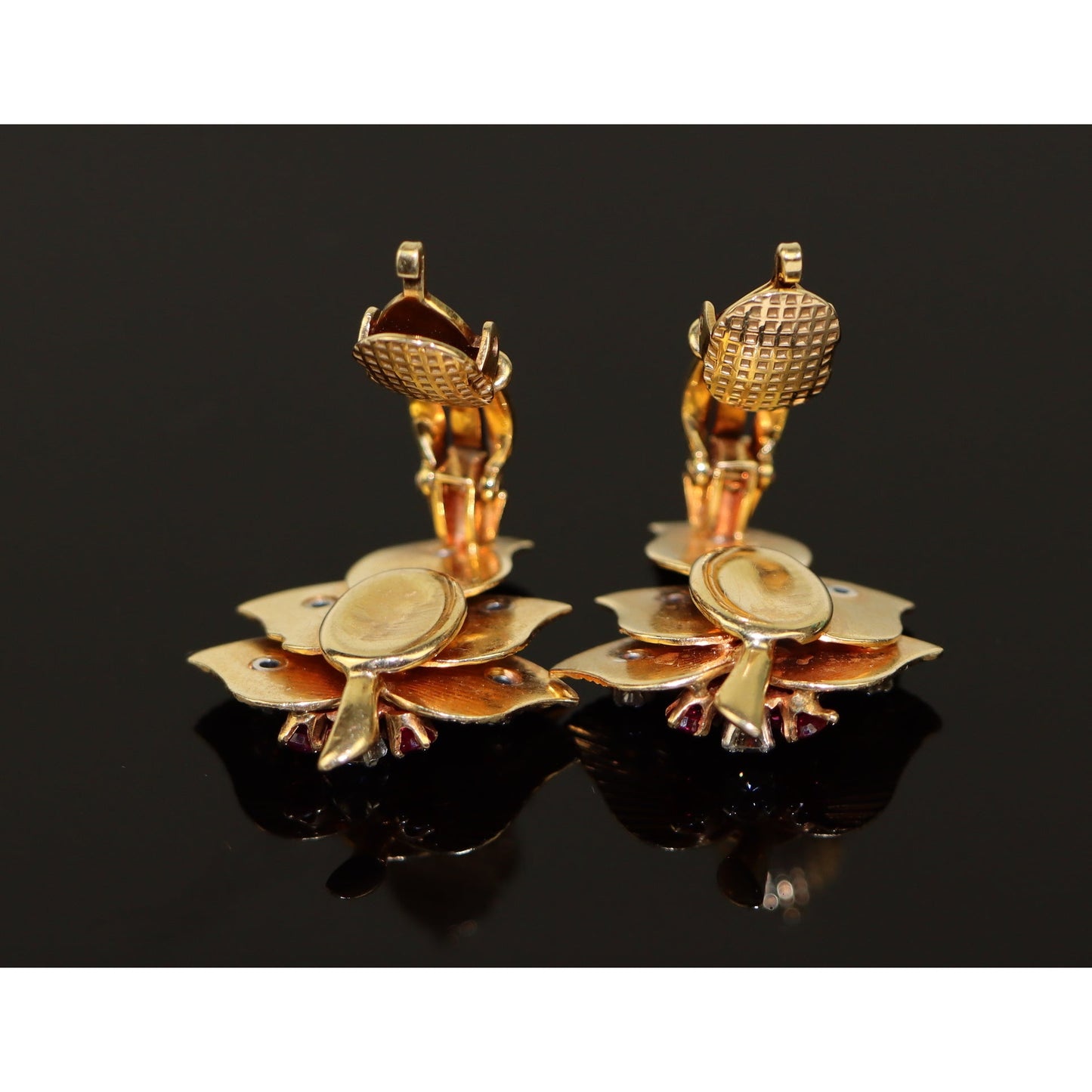Retro George Schuler Tiffany & Co. Ruby & Diamond Earrings Brooch Set