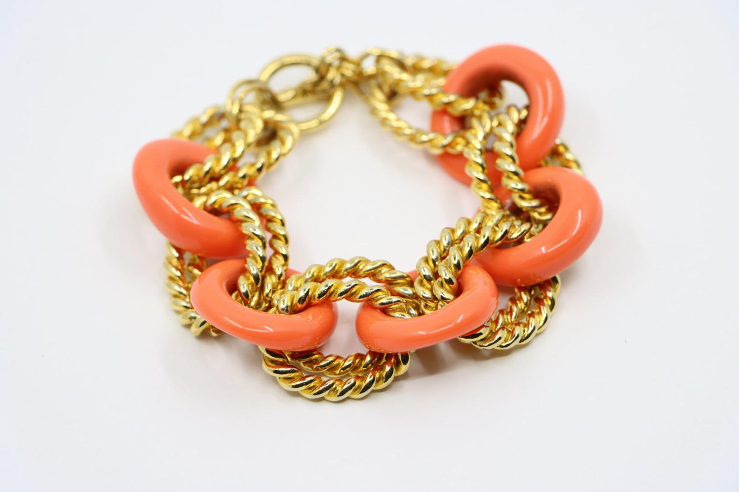 Vintage KJL Gold Tone Coral-Like Chain Bracelet