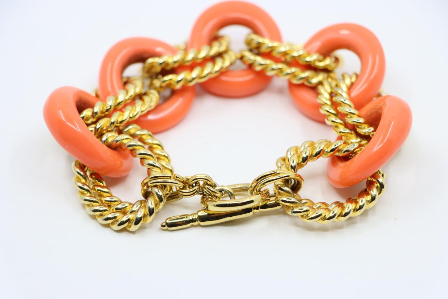 Vintage KJL Gold Tone Coral-Like Chain Bracelet