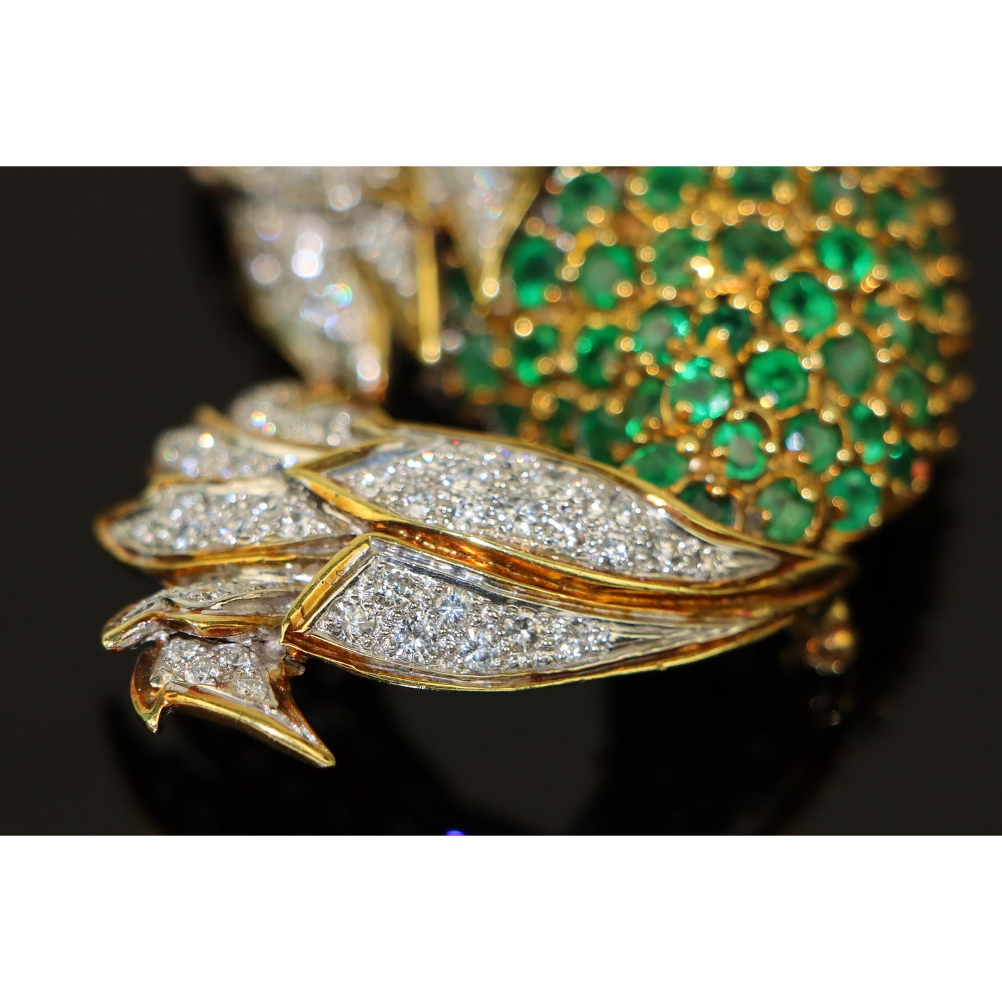 La Triomphe 18K Gold Diamond Emerald Ruby Fish Brooch Pin