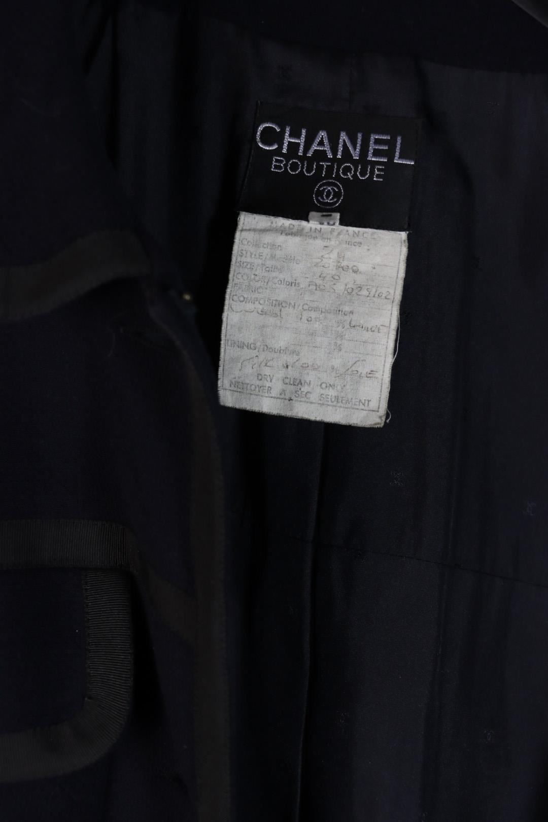 Vintage 1996 Chanel Classic Navy Wool Long Jacket