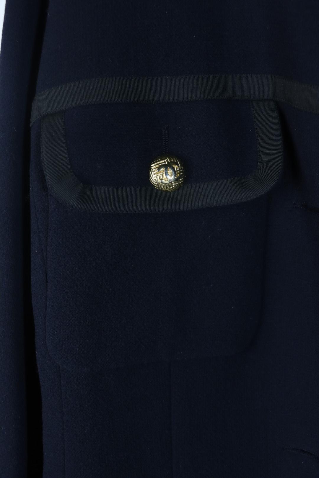 Vintage 1996 Chanel Classic Navy Wool Long Jacket