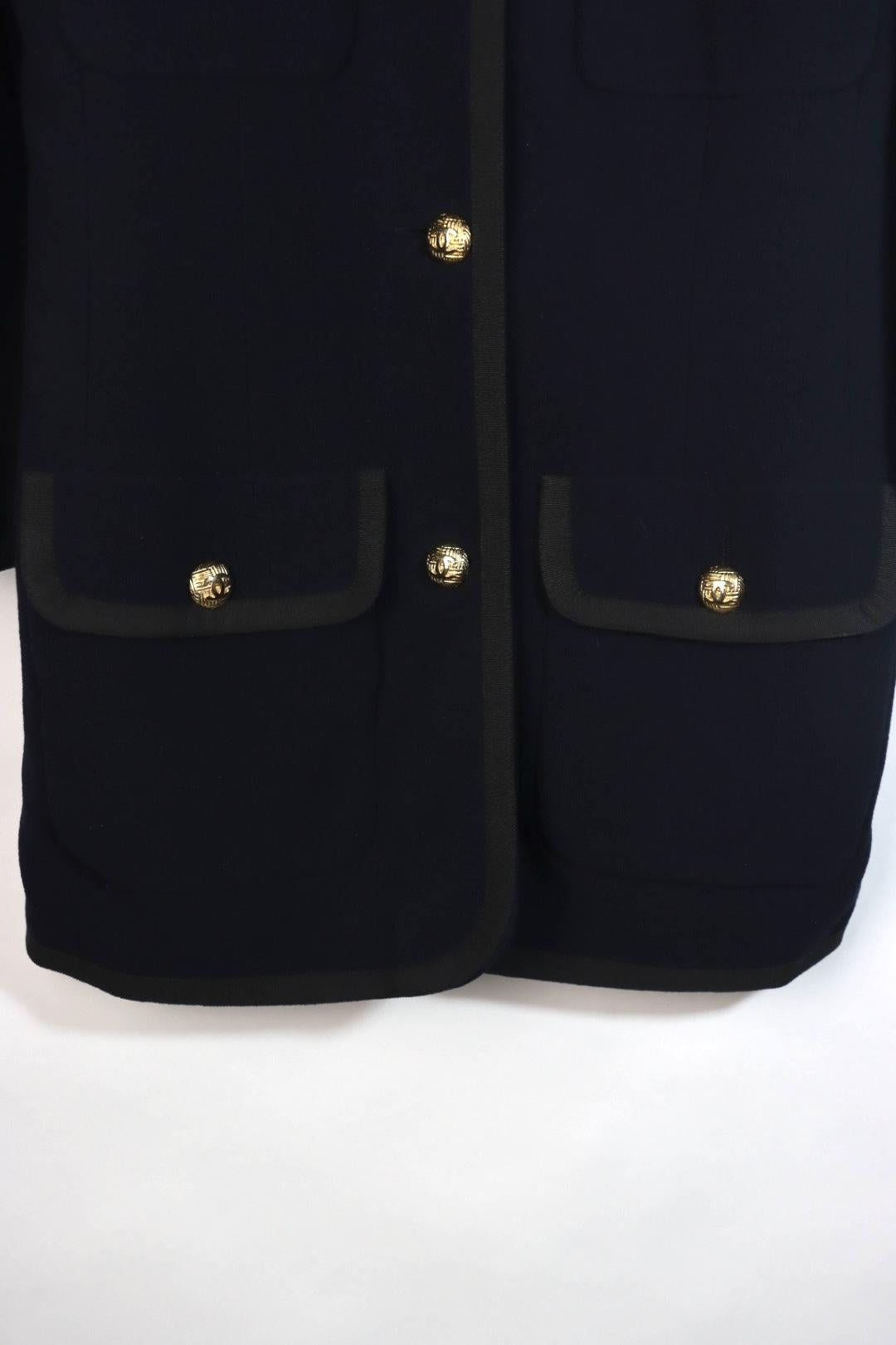 Vintage 1996 Chanel Classic Navy Wool Long Jacket