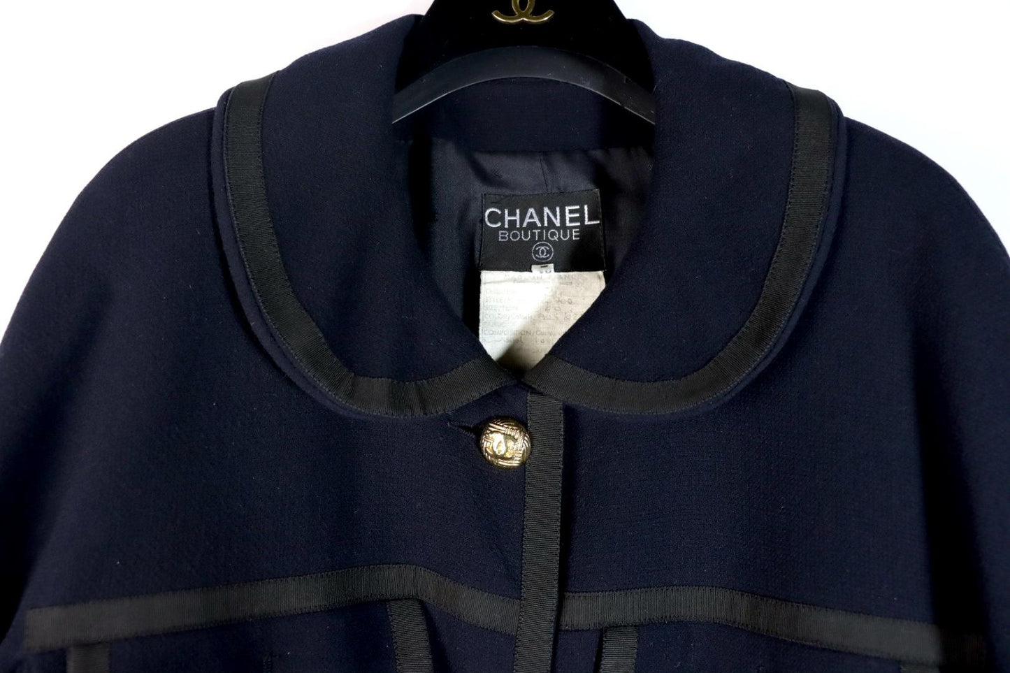Vintage 1996 Chanel Classic Navy Wool Long Jacket