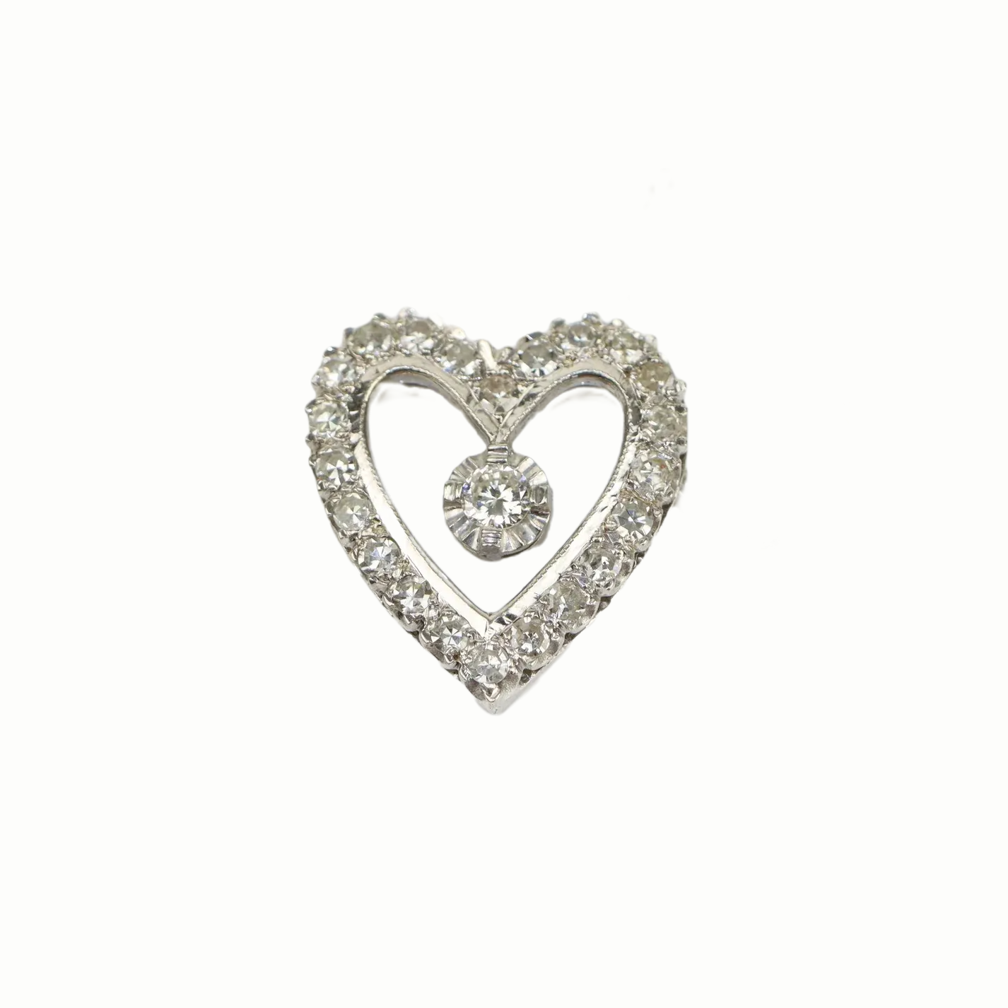 1.74 Carat Diamond Heart Pendant 14K Gold Necklace