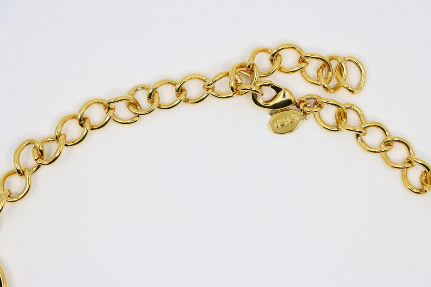 Vintage KJL Gold Tone Muti-Color Resin Chain Necklace