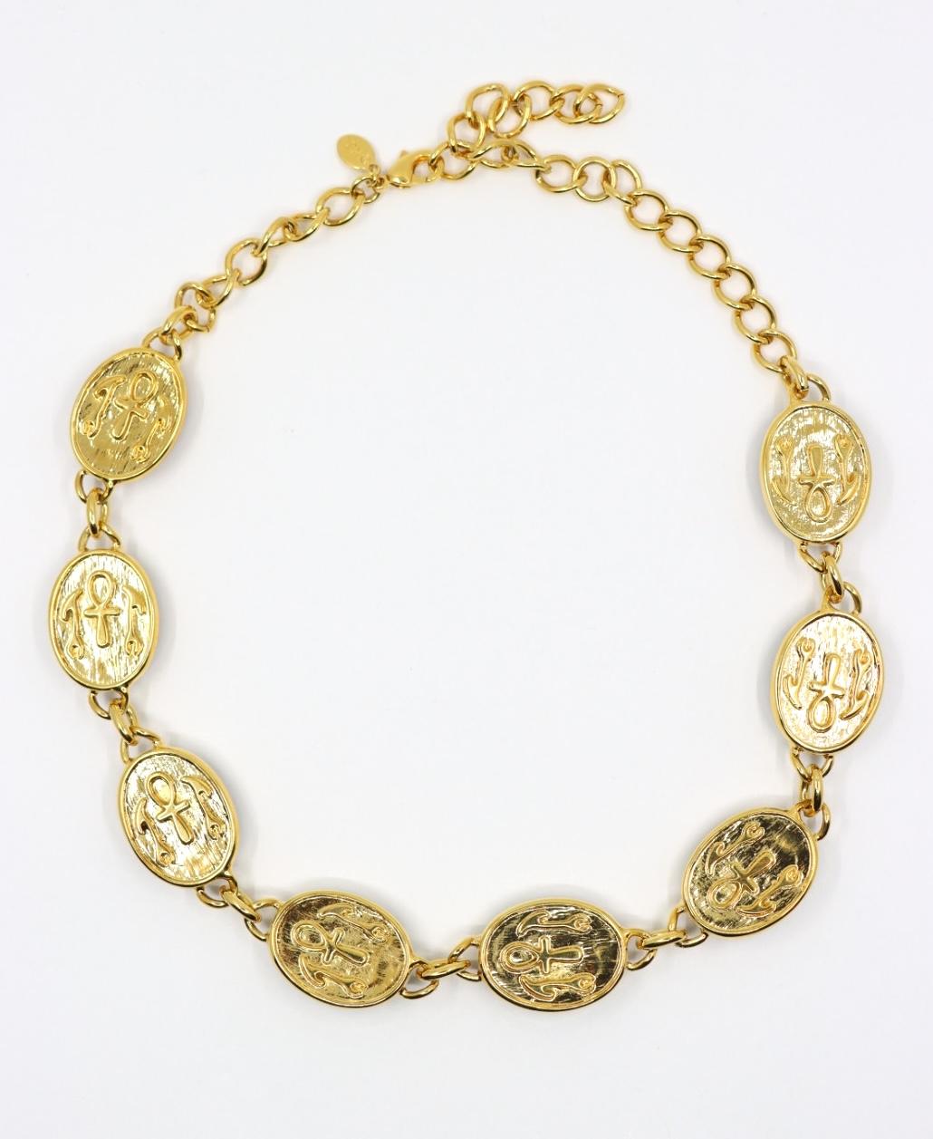 Vintage KJL Gold Tone Muti-Color Resin Chain Necklace