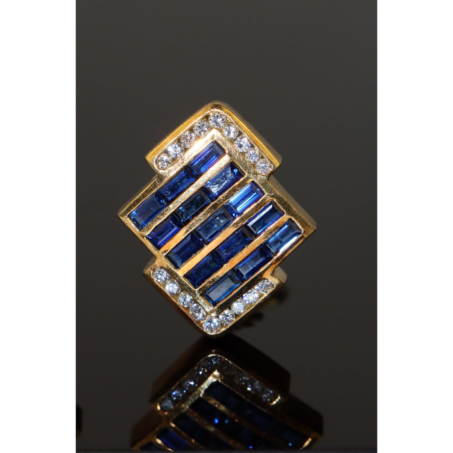 Charles Krypell Pair of Sapphire and Diamond Earrings