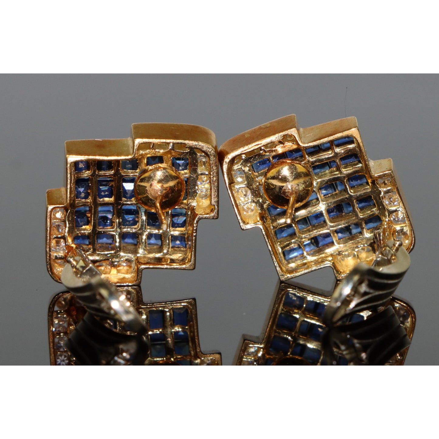 Charles Krypell Pair of Sapphire and Diamond Earrings