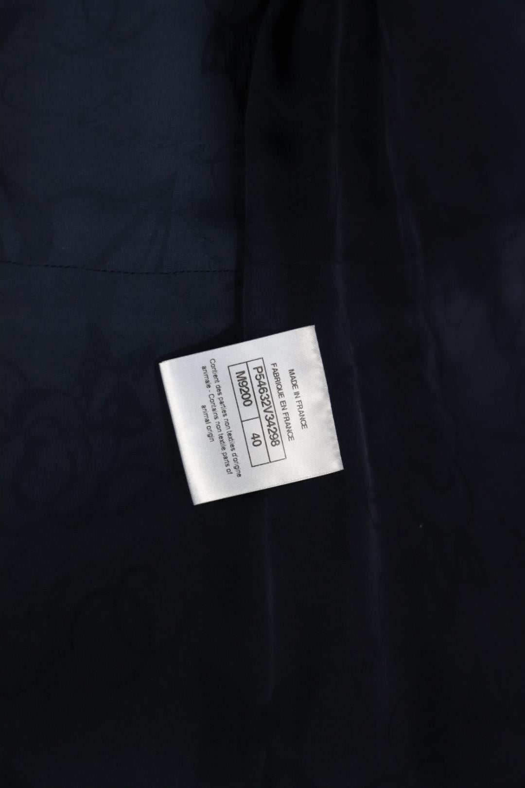 Chanel Navy Tweed Blazer Rayon Suit