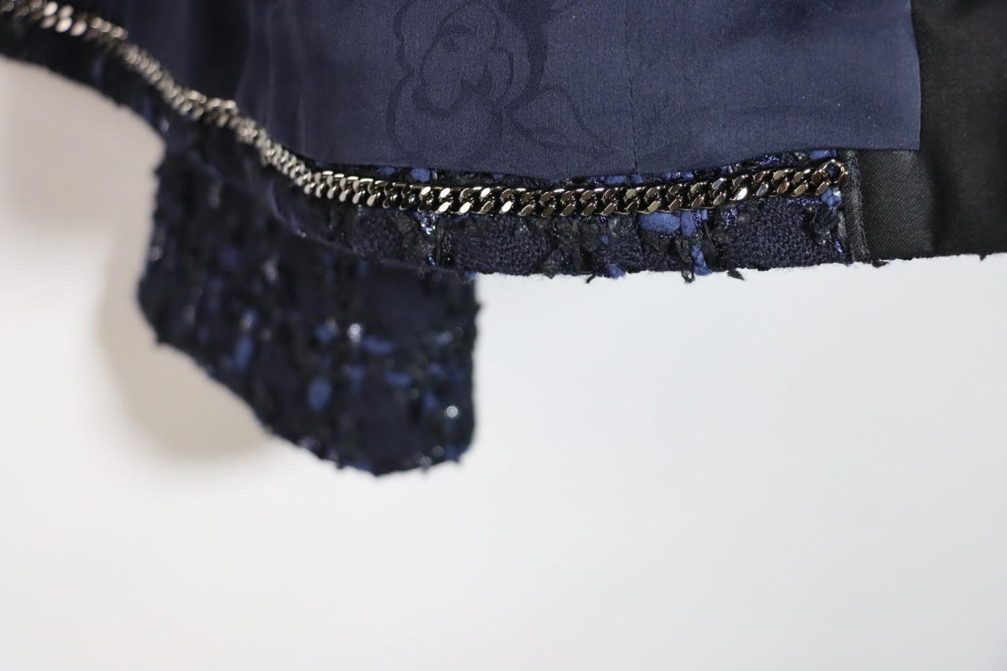 Chanel Navy Tweed Blazer Rayon Suit