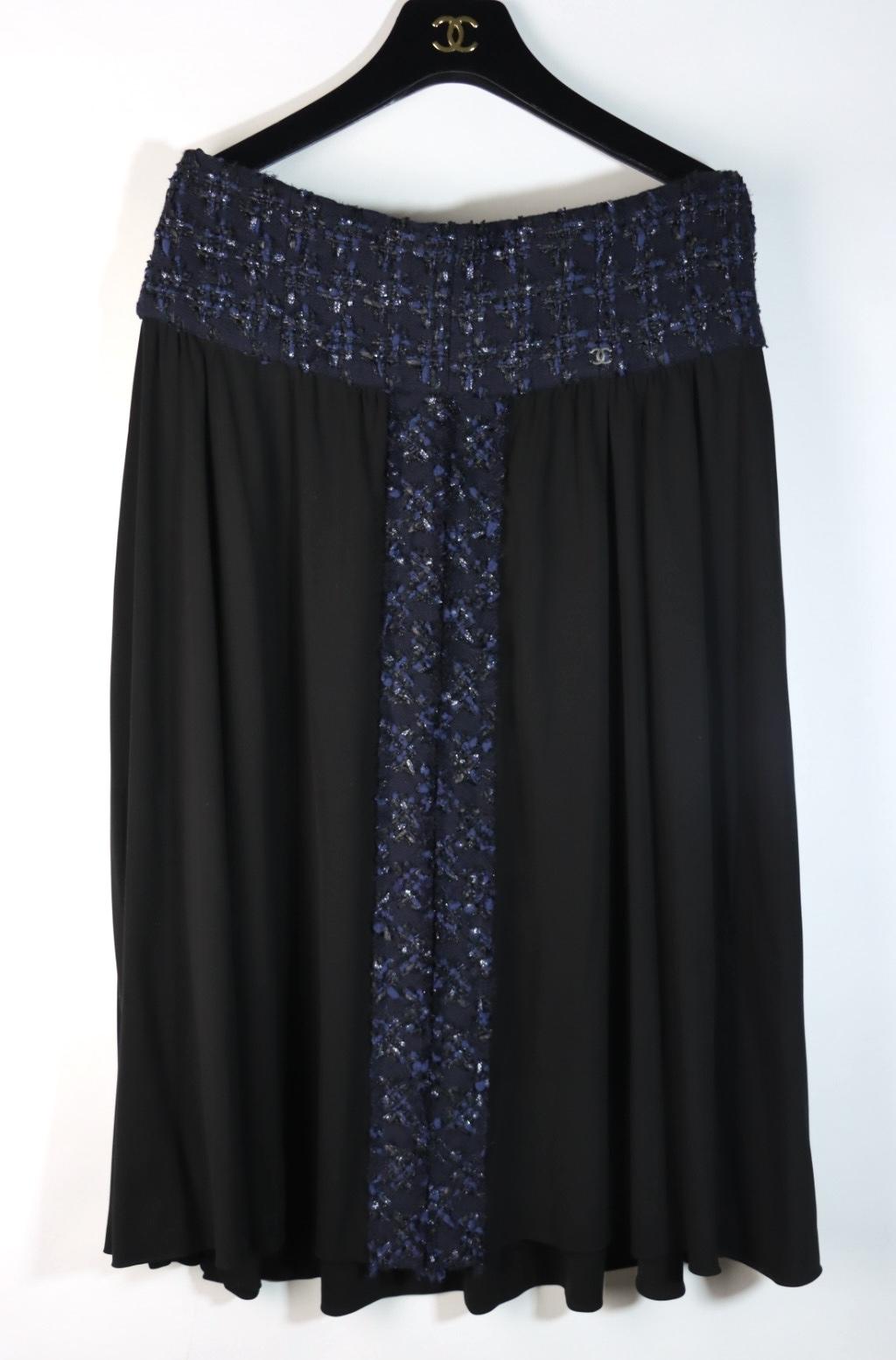Chanel Navy Tweed Blazer Rayon Suit