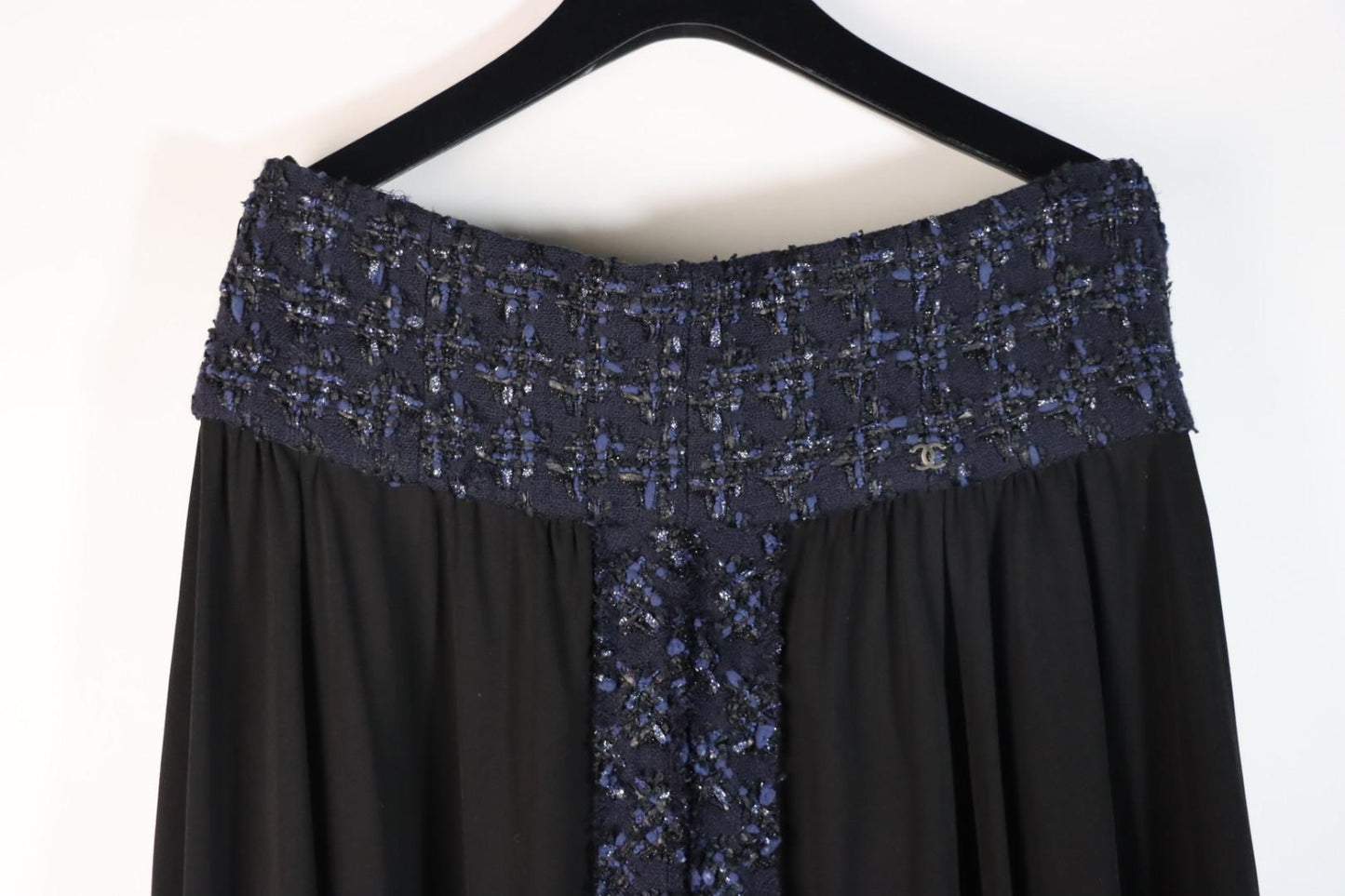 Chanel Navy Tweed Blazer Rayon Suit