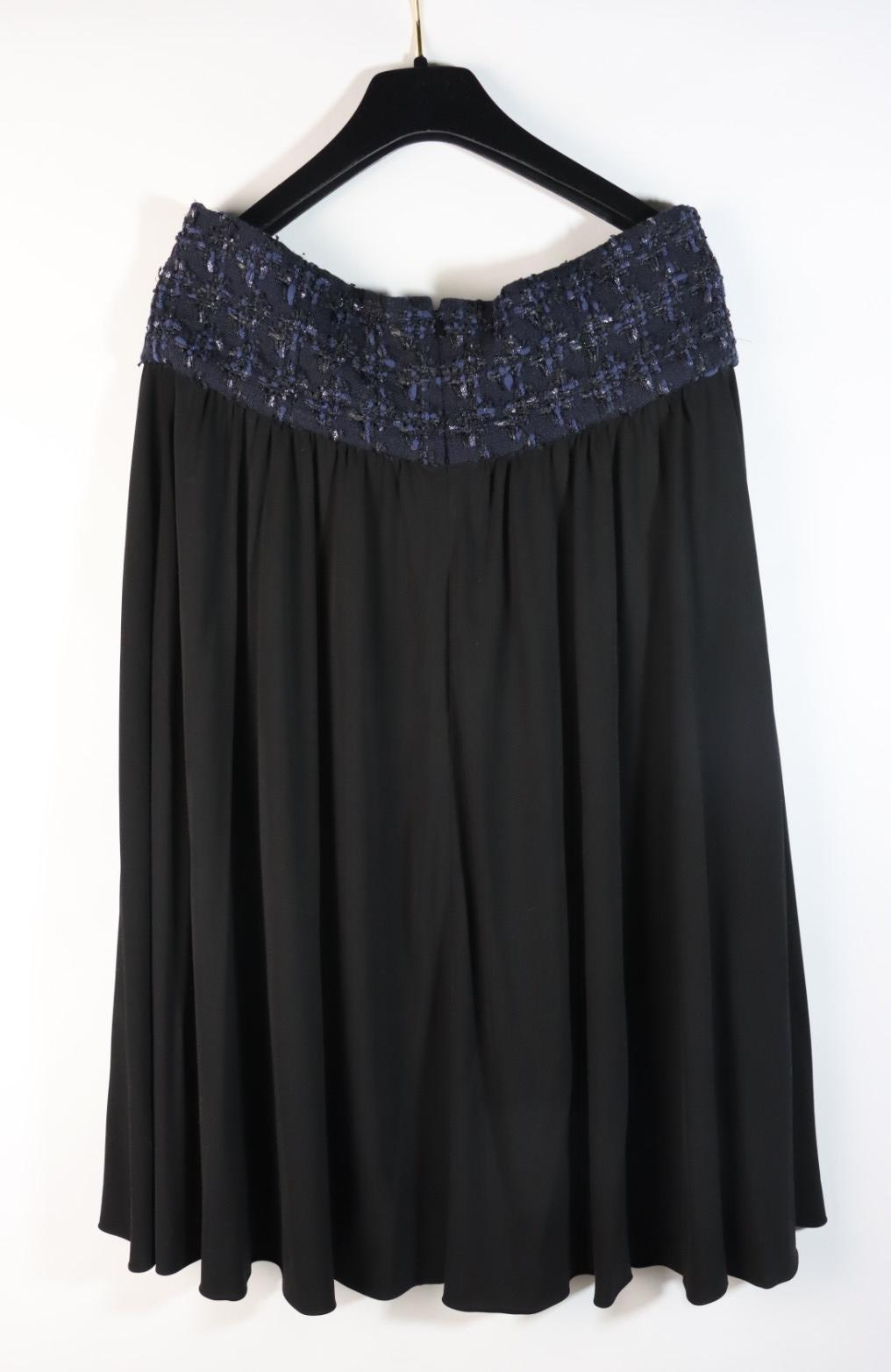 Chanel Navy Tweed Blazer Rayon Suit