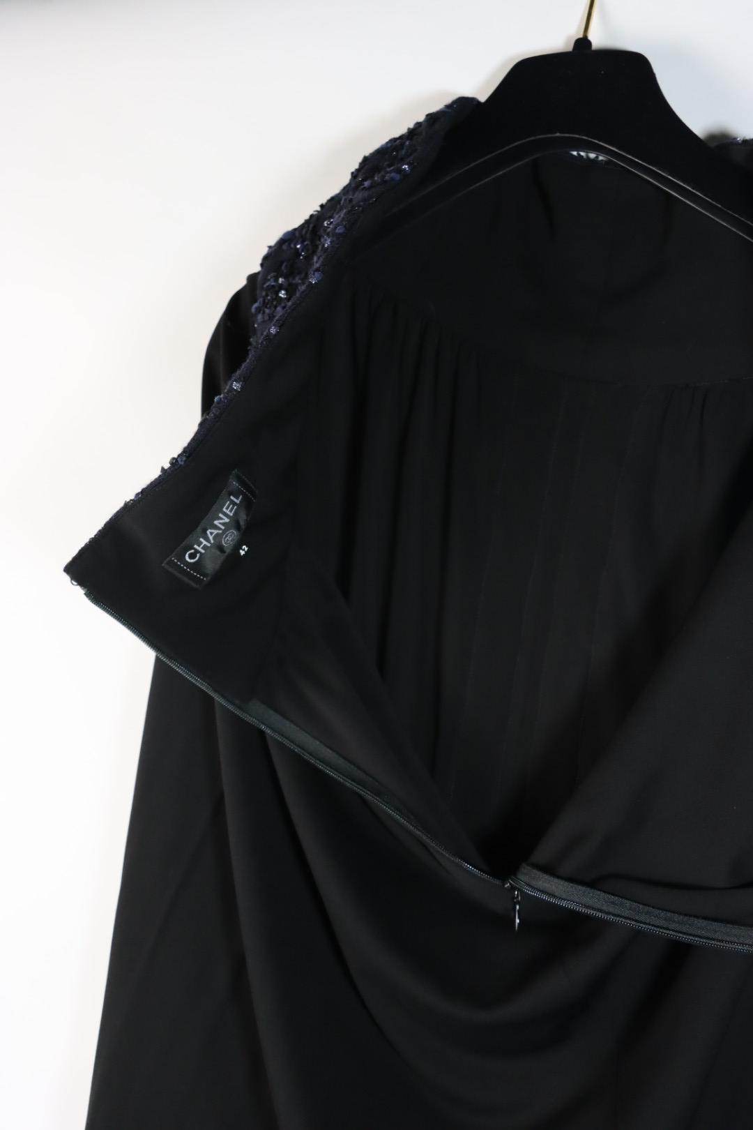Chanel Navy Tweed Blazer Rayon Suit