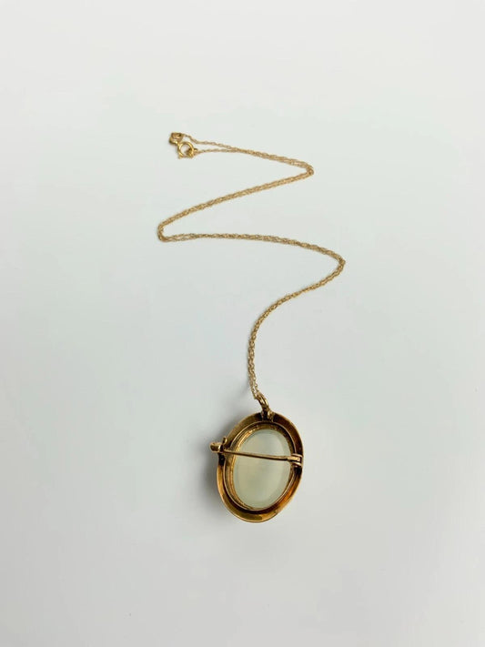 A Vintage Changeable 14K Gold Moon Stone Pendant Brooch Pin Necklace
