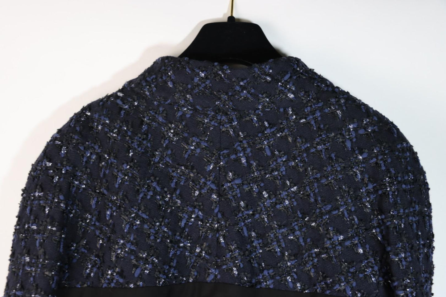 Chanel Navy Tweed Blazer Rayon Suit