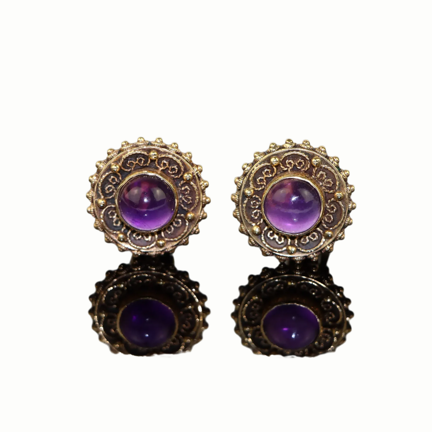 14K Gold Amethyst Earrings