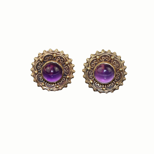 14K Gold Amethyst Earrings