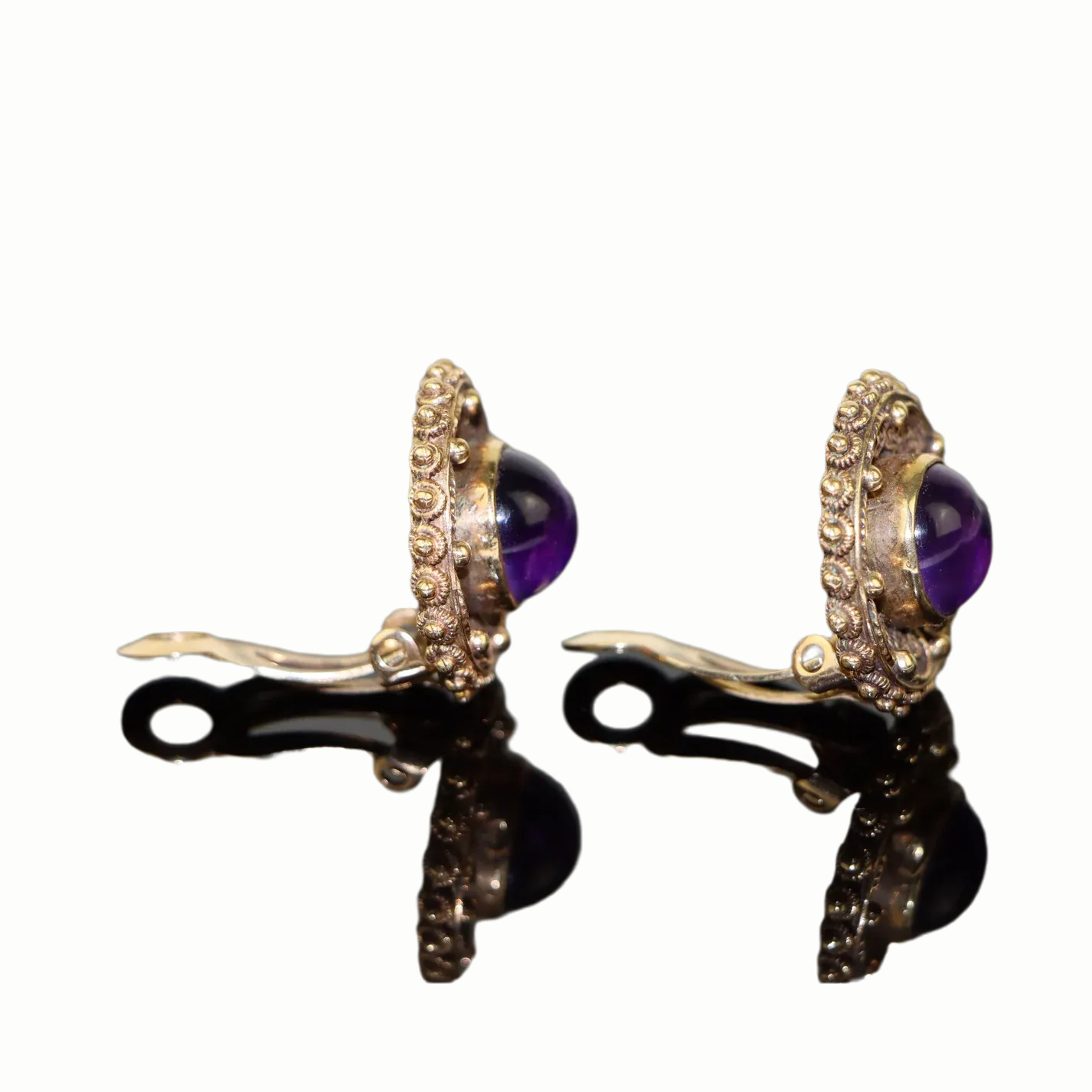 14K Gold Amethyst Earrings